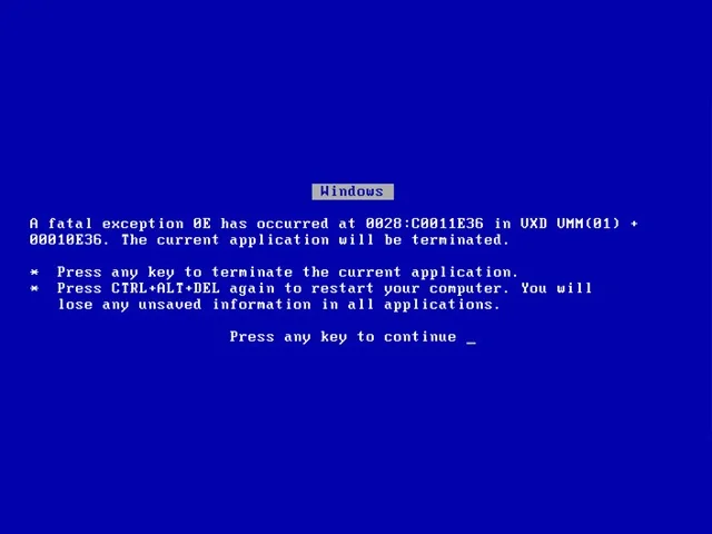 Windows 98 BSOD